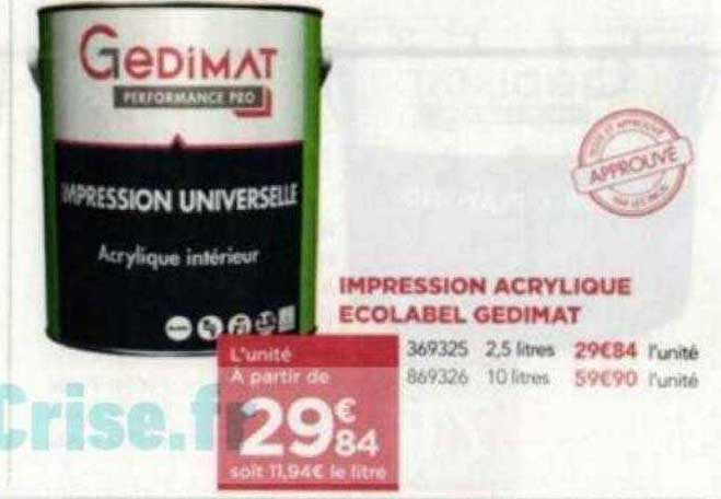 impression acrylique écolabel gedimat