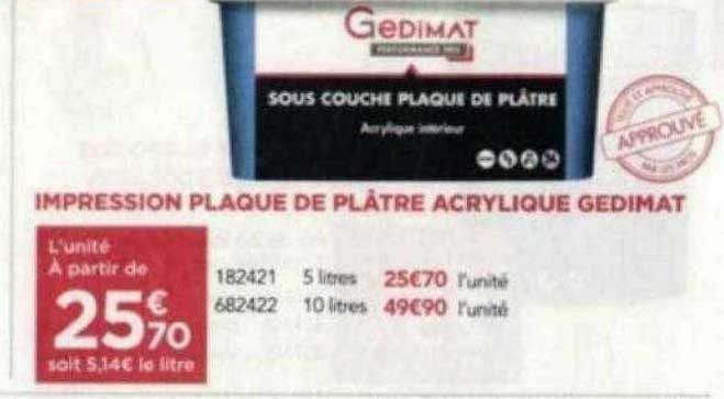 impression plaque de plâtre acrylique gedimat