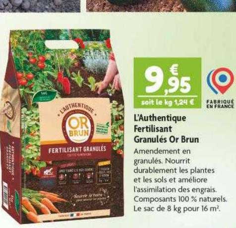 l'authentique fertilisant granulés or brun