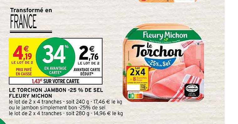 le torchon jambon -25% de sel fleury michon