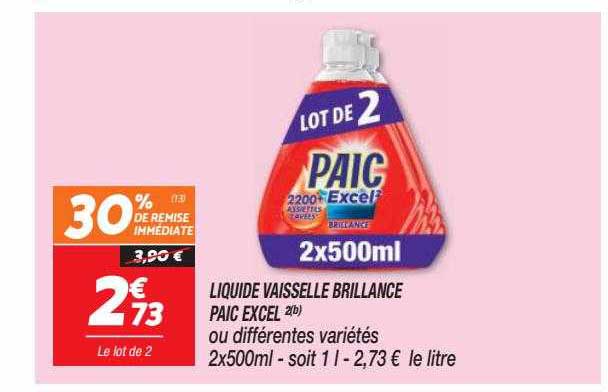 Liquide Vaisselle Brillance Paic Excel
