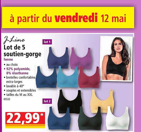 lot de 5 soutien-gorge femme j-line