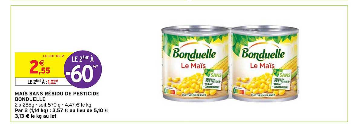 maïs sans résidu de pesticide bonduelle