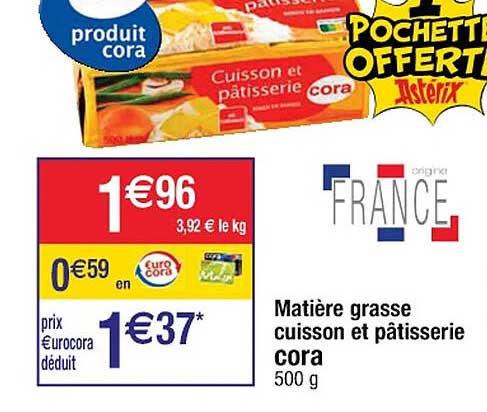 matière grasse cuisson et pâtisserie cora