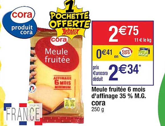 meule fruitée 6 mois d'affinage 35% m.g. cora