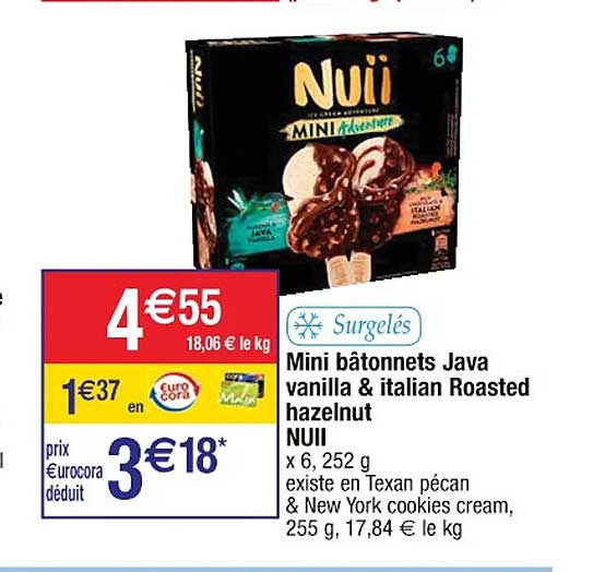 mini bâtonnets java vanilla & italian roasted hazelnut nuii