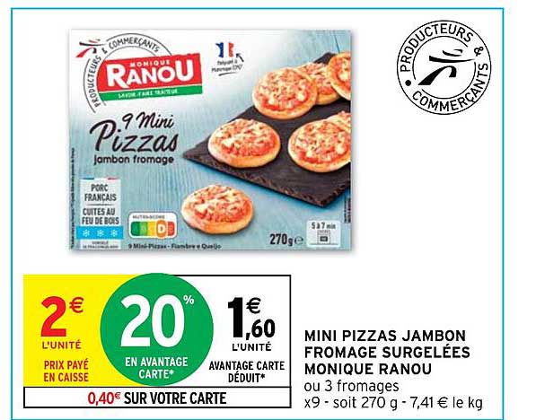 mini pizzas jambon fromage surgelées monique ranou