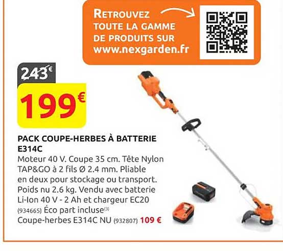pack coupe-herbes à batterie e314c