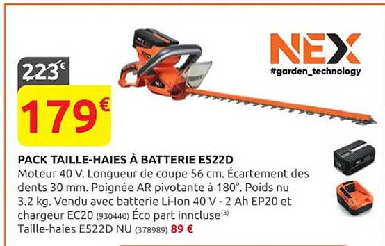 pack taille-haies à batterie e522d nex