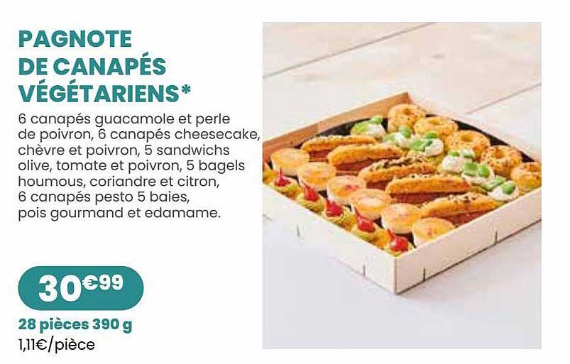pagnote de canapés végétariens