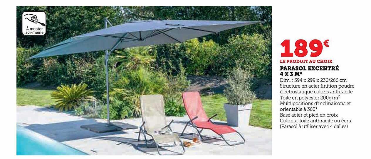 parasol excentré 4 x 3 m