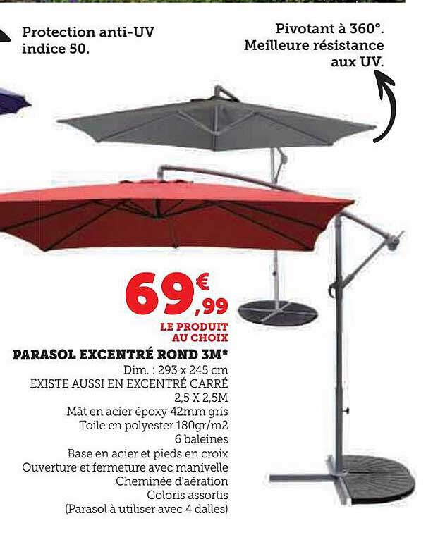 parasol excentré rond 3m