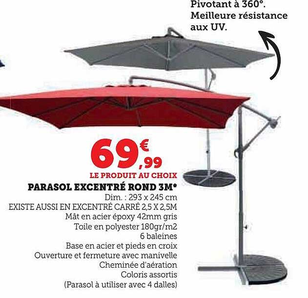 parasol excentré rond 3m