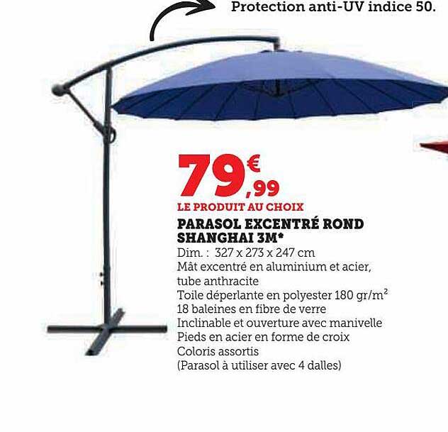 parasol excentré rond shanghai 3 m