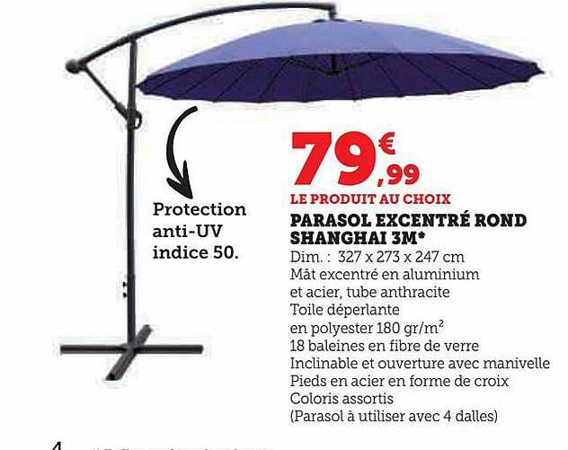 parasol excentré rond shanghai 3m