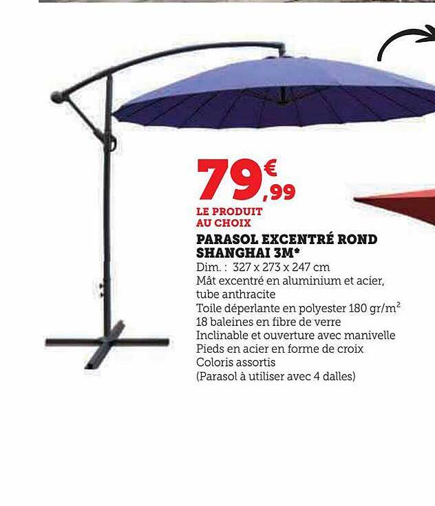 parasol excentré rond shanghai 3m
