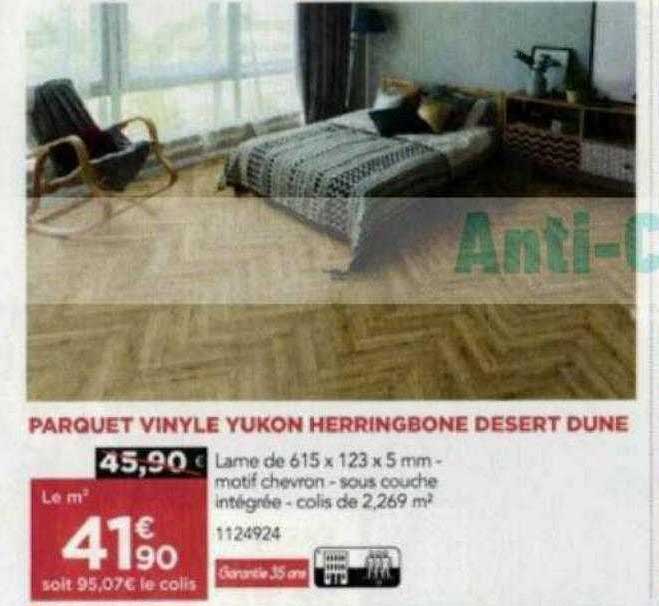 parquet vinyle yukon herringbone desert dune