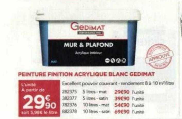 peinture finition acrylique blanc gedimat