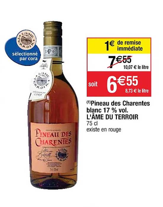 pineau des charentes blanc 17% vol. l'âme du terroir