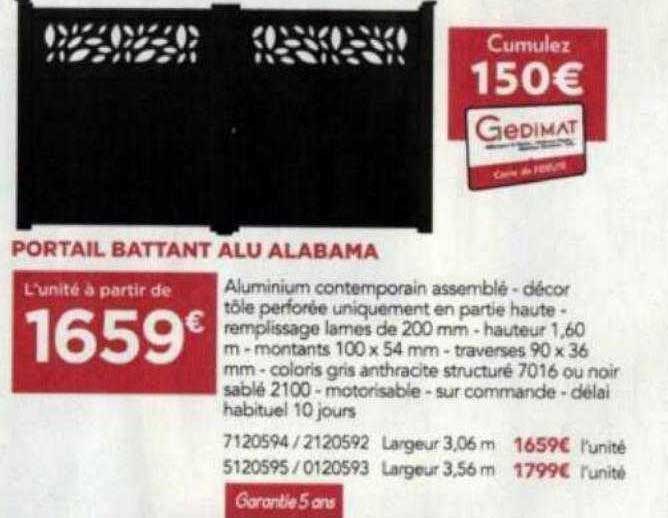 portail battant alu alabama