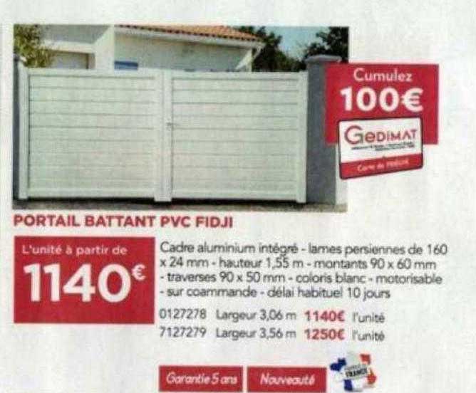 portail battant pvc fidji
