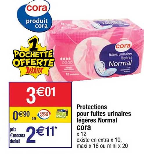 protections pour fuites urinaires légères normal cora