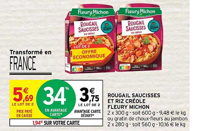 rougail saucisses et riz créole fleury michon