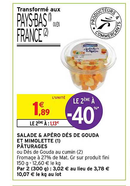 Salade & Apéro Dés De Gouda Et Mimolette Pâturages