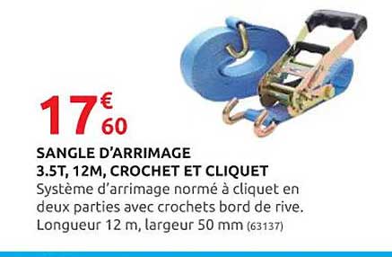sangle d'arrimage 3.5t, 12m, crochet et cliquet