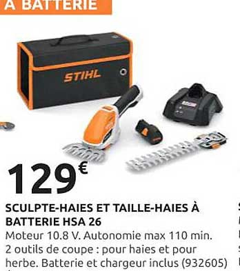 sculpte-haies et taille-haies à batterie hsa 26 stihl