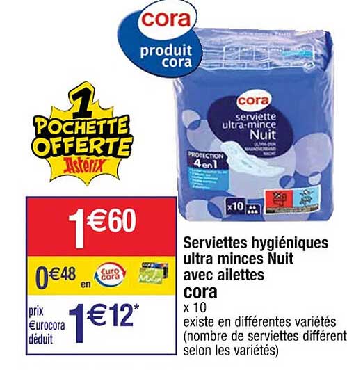 serviettes hygiéniques ultra minces nuit avec ailettes cora