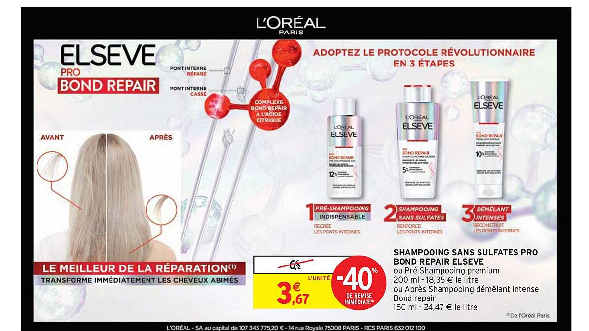 shampooing sans sulfates pro bond repair elsève