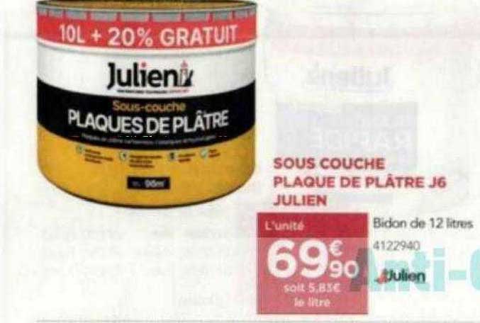 sous couche plaque de plâtre j6 julien