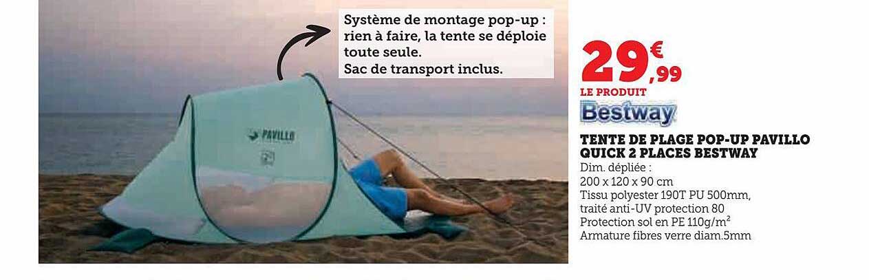 tente de plage pop-up pavillo quick 2 places bestway