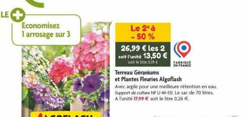 terreau géraniums et plantes fleuries algoflash