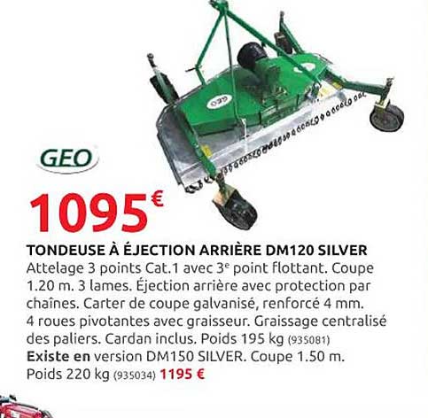 tondeuse à éjection arrière dm120 silver géo