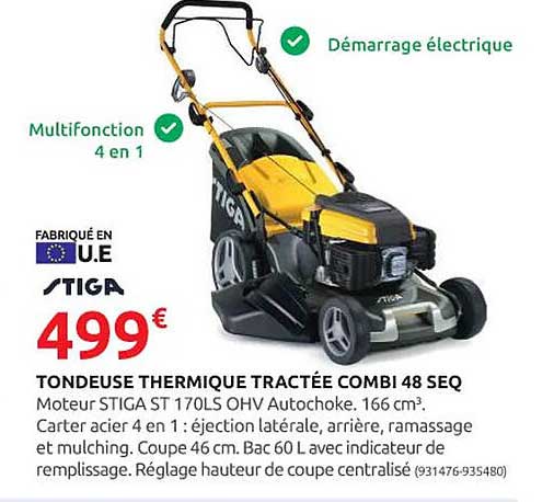 tondeuse thermique tractée combi 48 seq stiga
