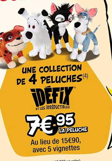 une collection de 4 peluches idéfix