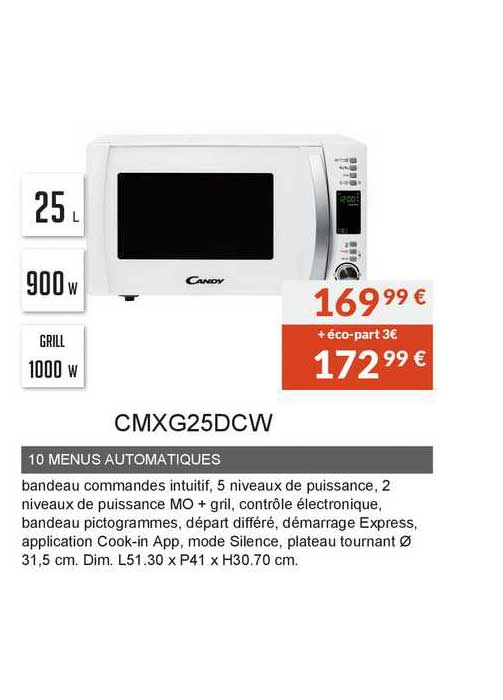 10 menus automatiques cmxg25dcw