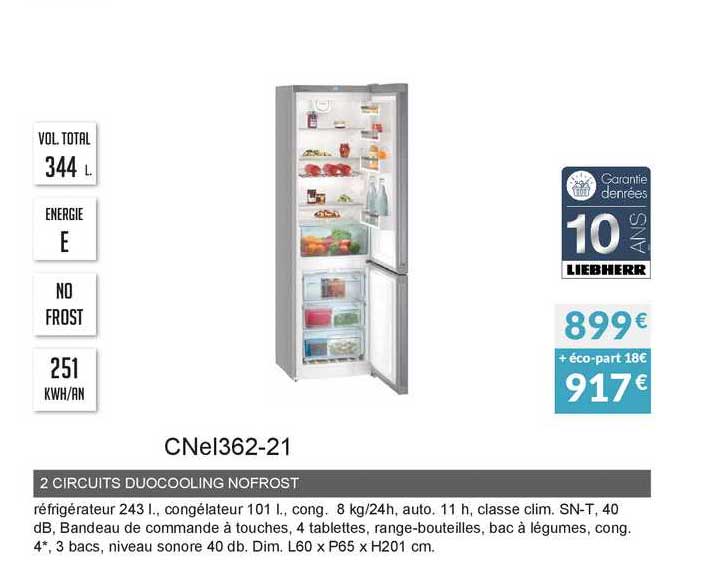 2 circuits duocooling nofrost cnei362-21