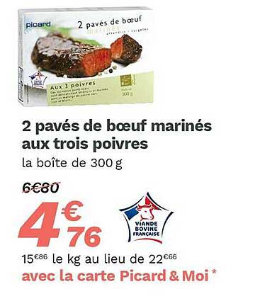 2 pavés de bœuf marinés aux trois poivres