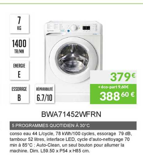 5 programmes quotidien à 30°c