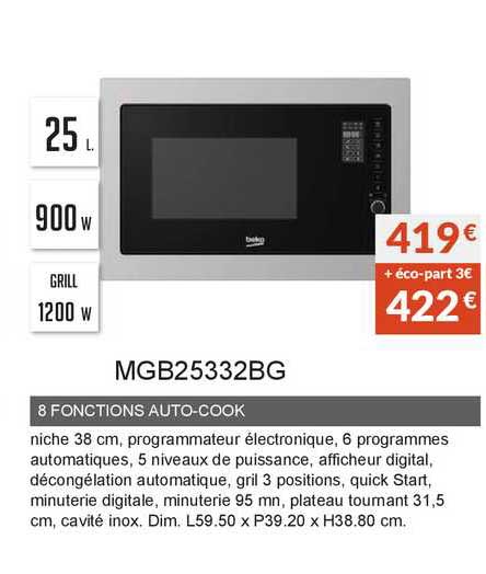 8 fonctions auto-cook mgb25332bg
