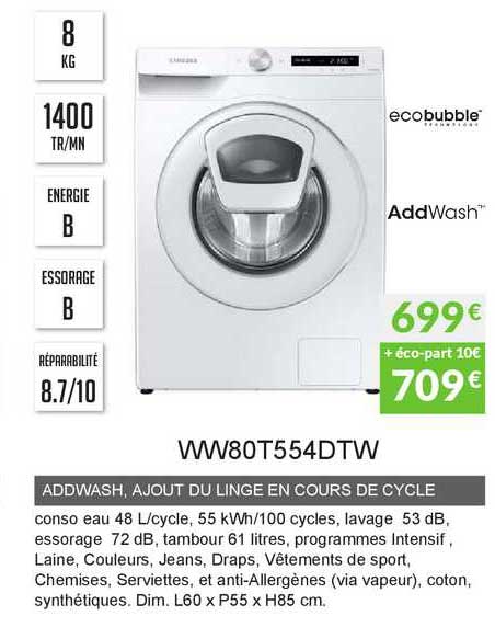 addwash ajout du linge en cours de cycle ww80t554dtw