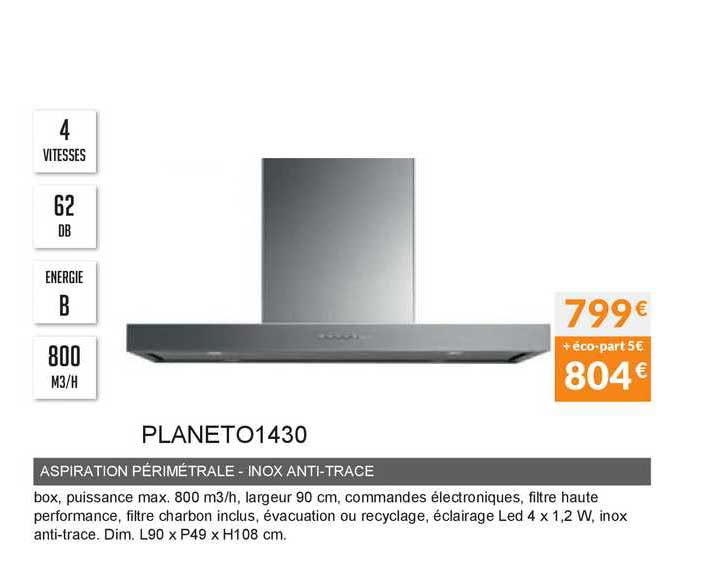 aspiration périmétrale inox anti-trace planeto1430