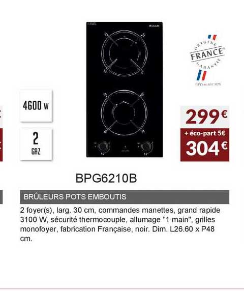 brûleurs pots emboutis bpg6210b