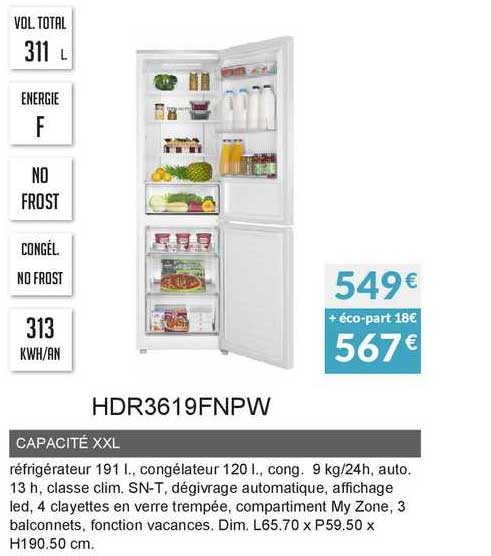 capacité xxl hdr3619fnpw