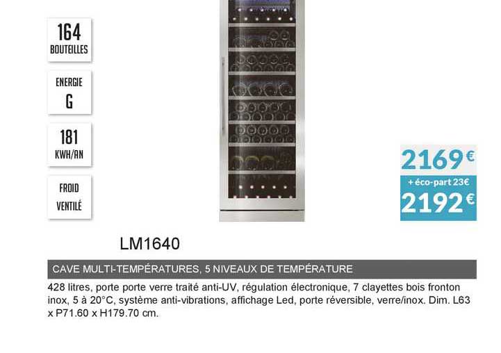 cave multi-températures 5 niveaux de température lm1640