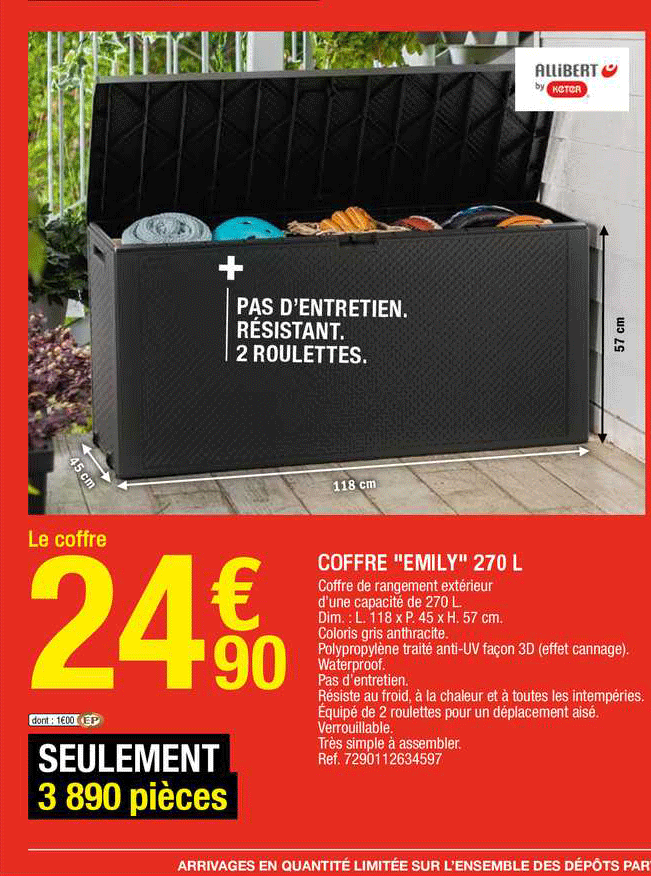 coffre "emily" 270 l