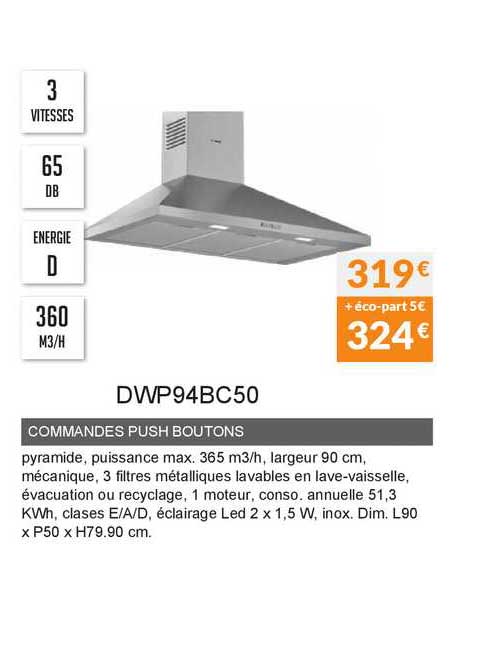 commandes push boutons dwp94bc50